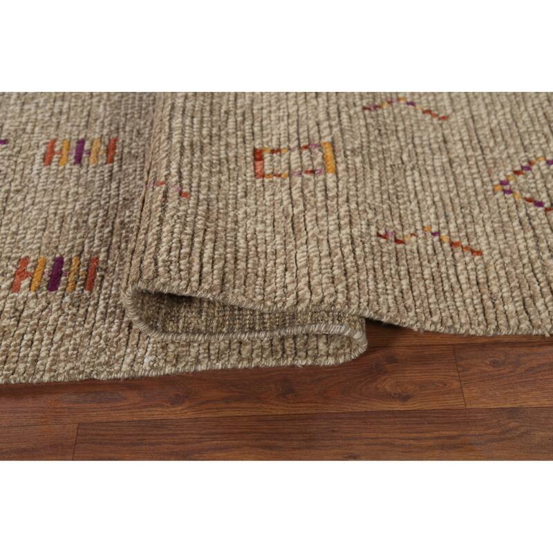 Earth Tone Moroccan Oriental Area Rug Handmade Wool Carpet - 5'7"x 8'10"