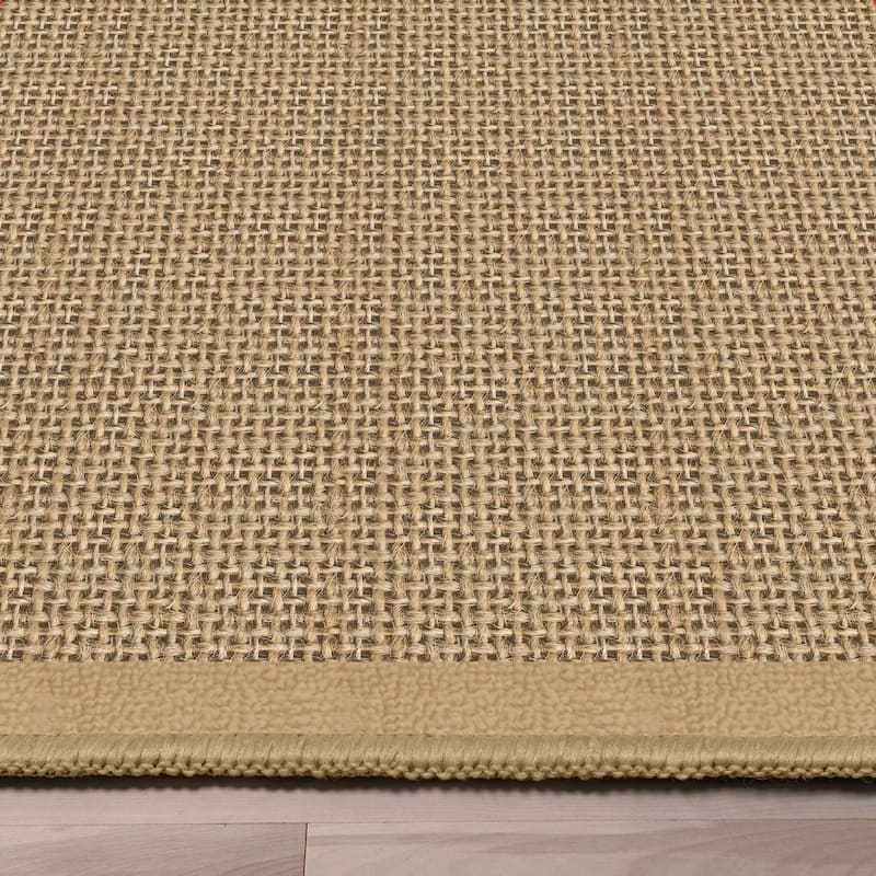 Well Woven Jute Shiba Farmhouse Solid Flat-Weave Area Rug - 5' x 7'