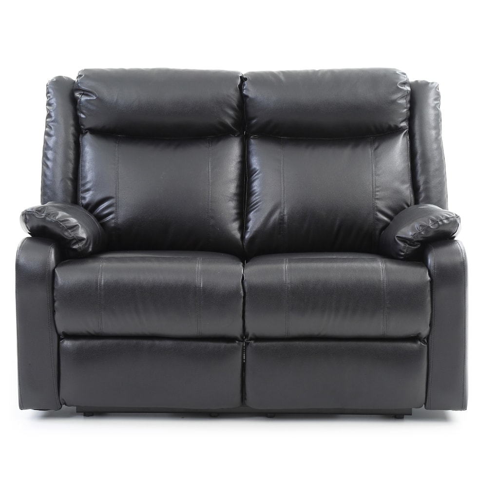 Faux leather 2-Seater Reclining Sofa - 55" - Black