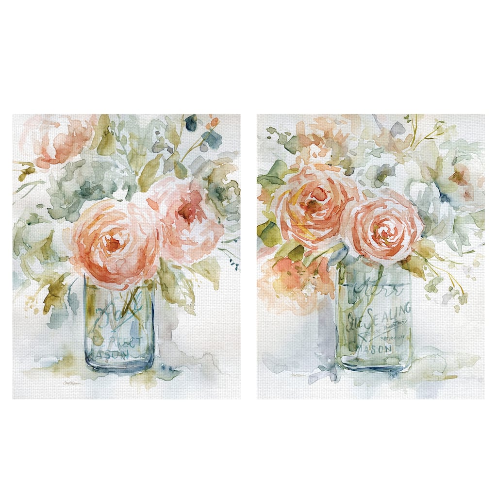 Cabbage Roses I, II by Carol Robinson Canvas Art Prints