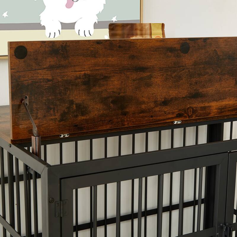 Bedroom Dog House Dog Kennel with Rolling Casters and Interactive Top Dog Cage Dog Crate Dog Room