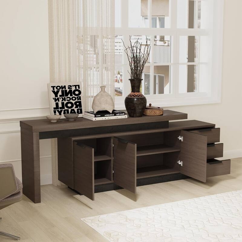 78.74inch Solid Wood File Cabinet with Doors Adjustable Shelves