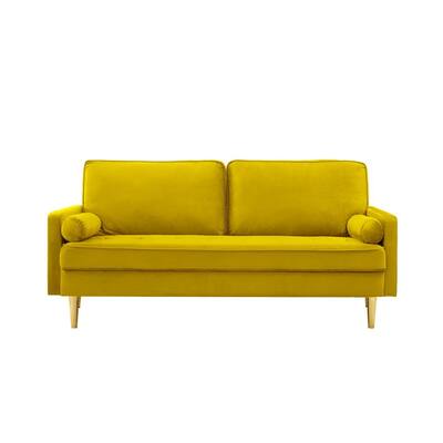 YELLOW Velvet Loveseat Sofa 67 inch