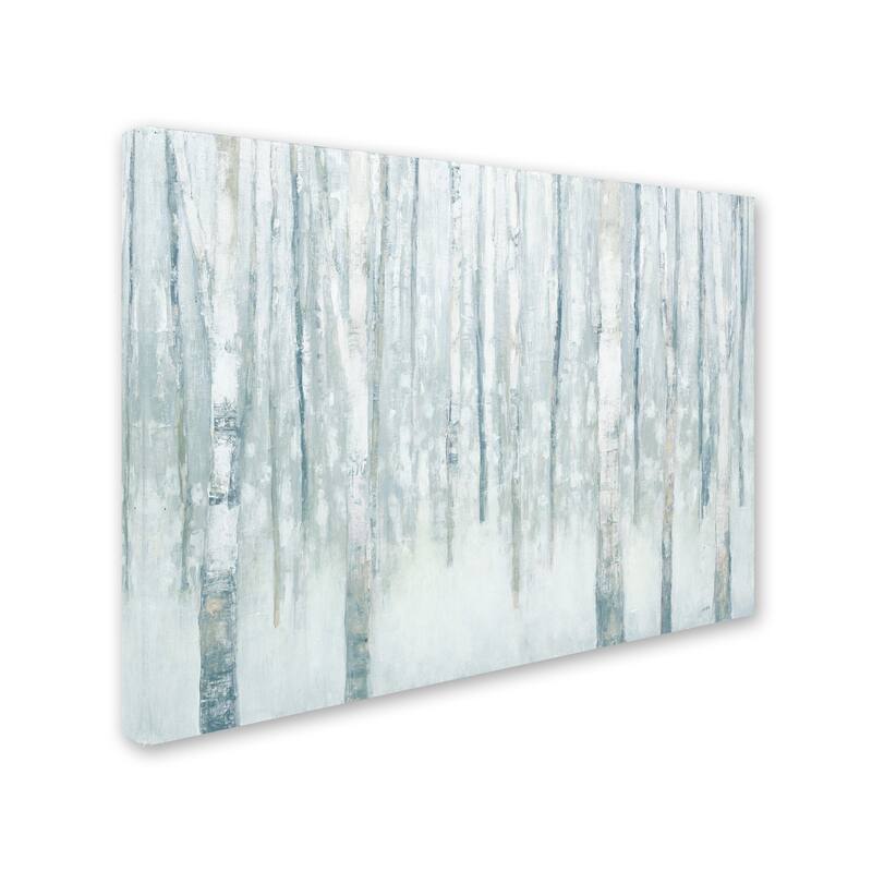Julia Purinton 'Birches in Winter Blue Gray' Canvas Art