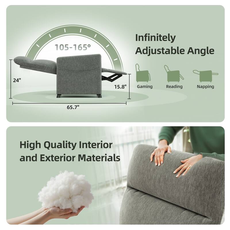 Padded Space-Saving Design for Living Room - Light Grey