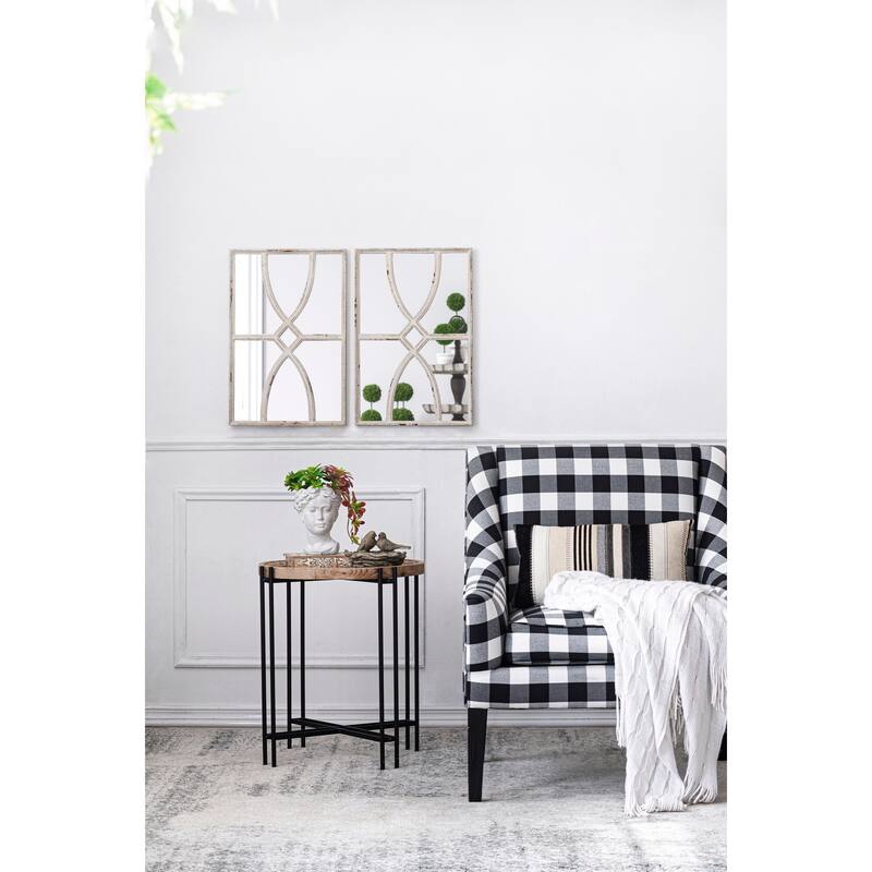 16" x 23" Rectangular Wooden Wall Mirror with Frame, Vertical or Horizontal Home Decor for Living Room, Set of 2