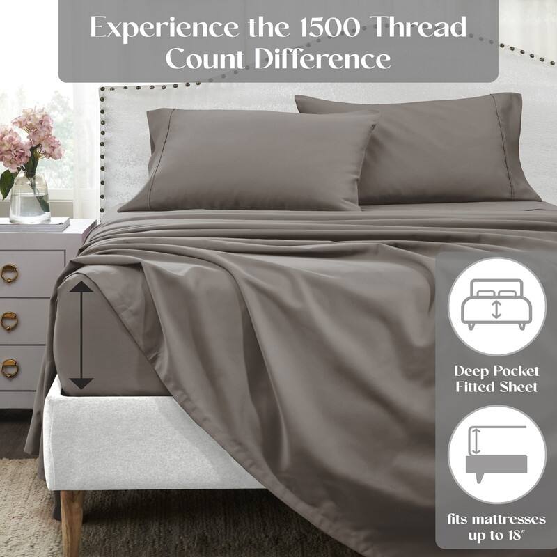 Superior Cotton Blend Solid 1500 Thread Count Deep Pocket Bed Sheet Set