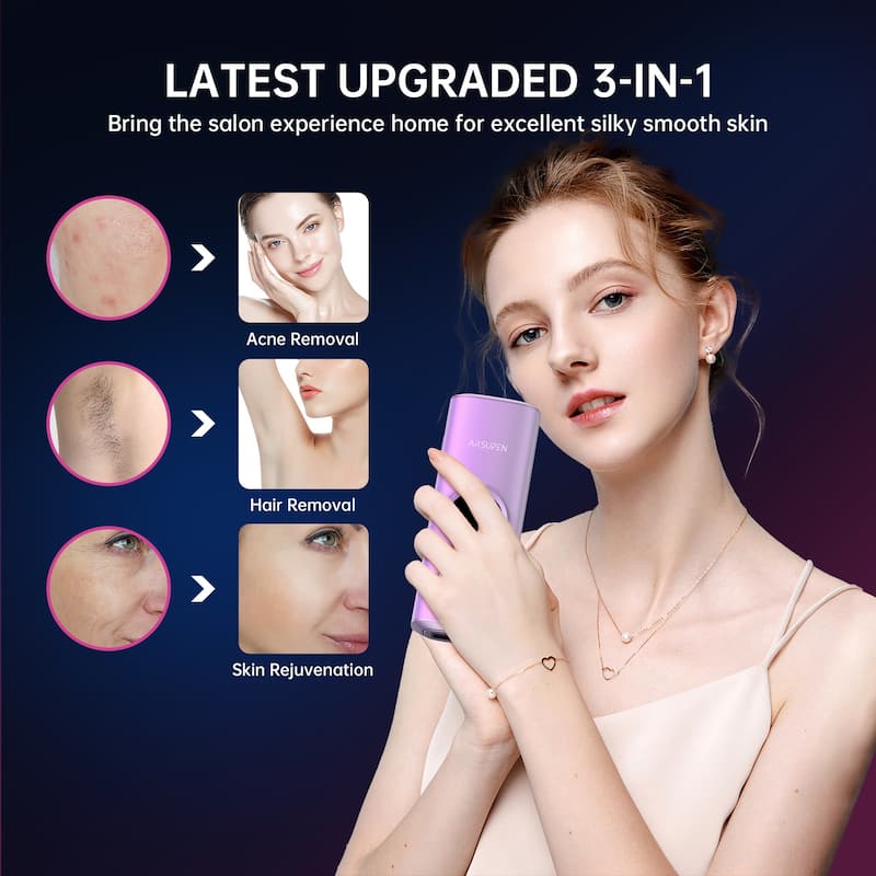3-in-1 Hair Removal for Whole Body Use with Cooling System and Painless