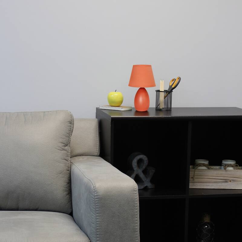 Mini Egg Oval Ceramic Table Lamp with Tapered Shade - 9.5" - Orange