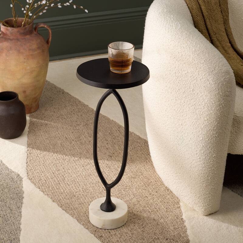 SAFAVIEH Home Malachy Side Table - 10"W x 10"D x 25"H - Black/White