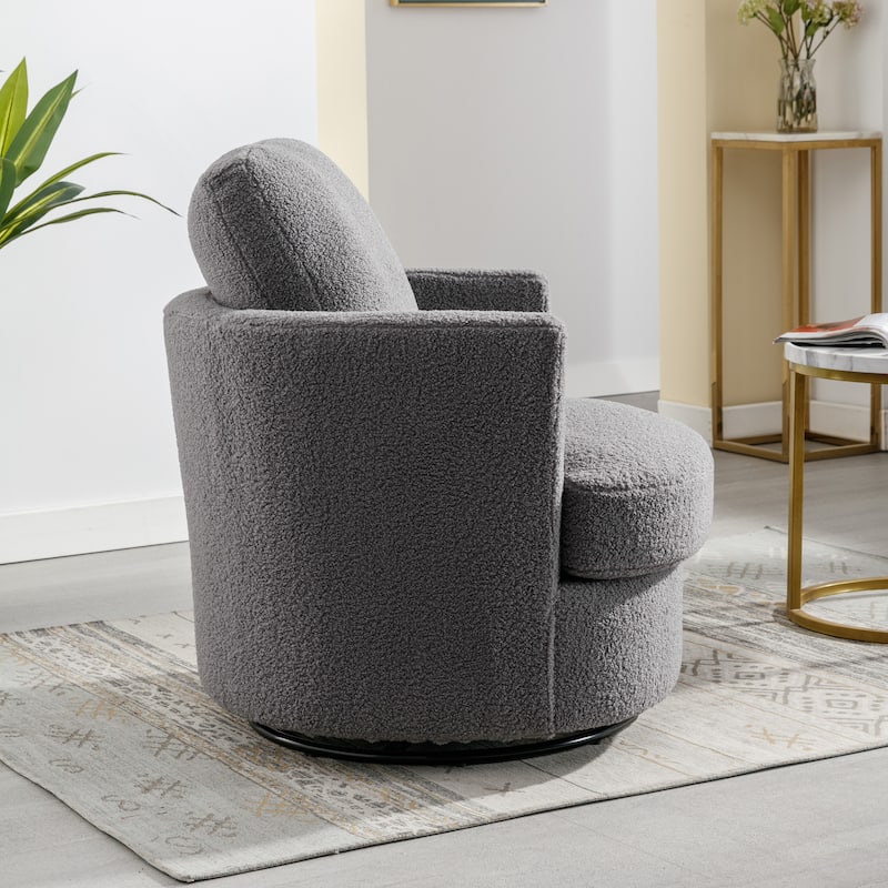 Modern Upholstered Swivel Barrel Chair(Set Of 2)