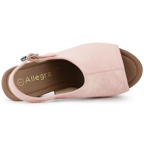Allegra K Womens Open Toe Platform Chunky Heel Slides Sandals