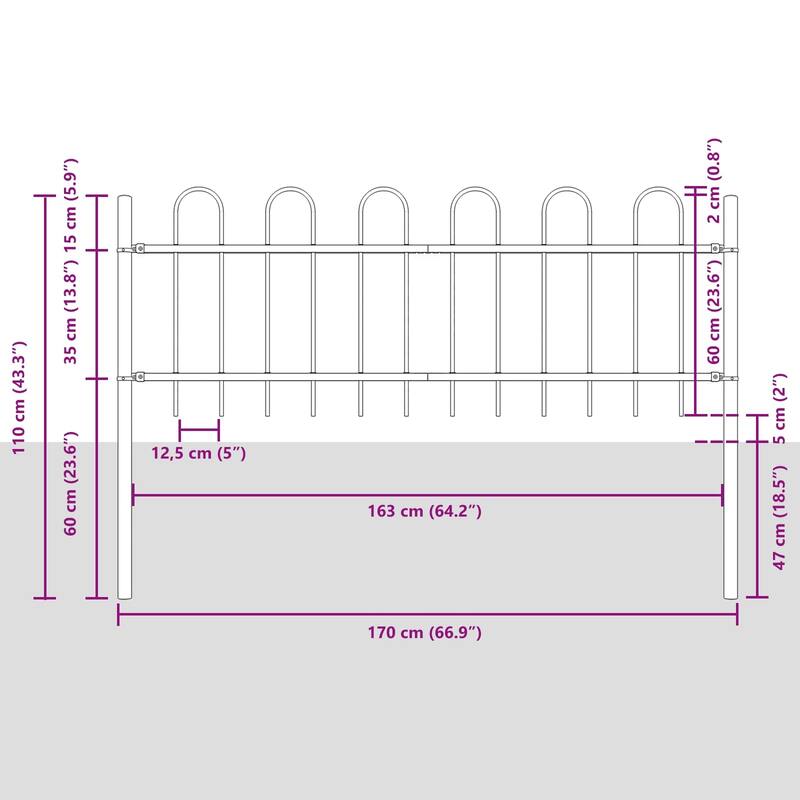 vidaXL Garden Fence Powder-coated steel Gray