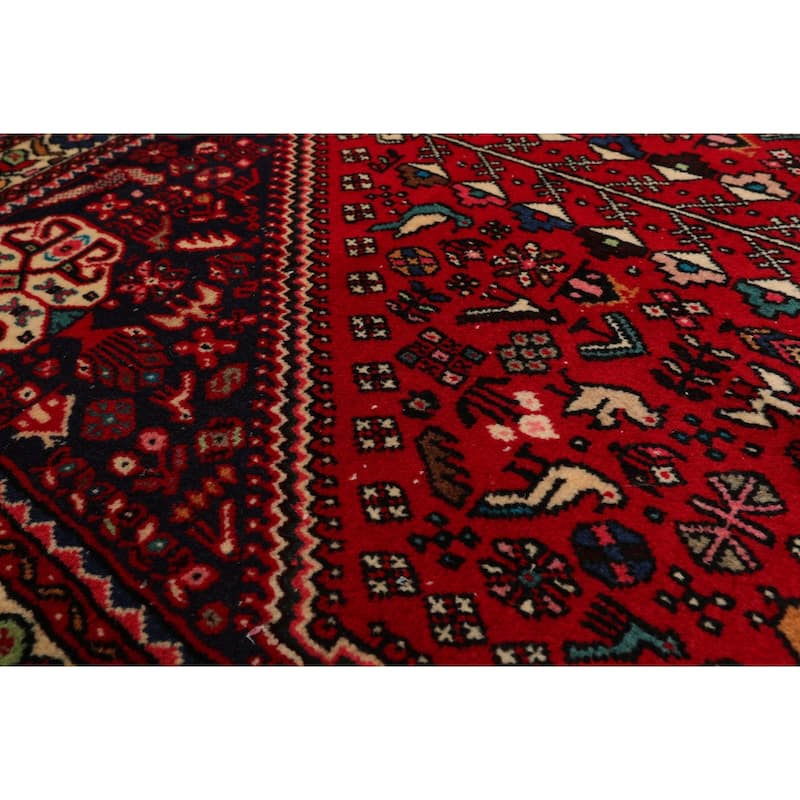 3'3''x5 Hand Knotted Wool Red Abadeh Traditional Rug - 3' 3'' x 5'