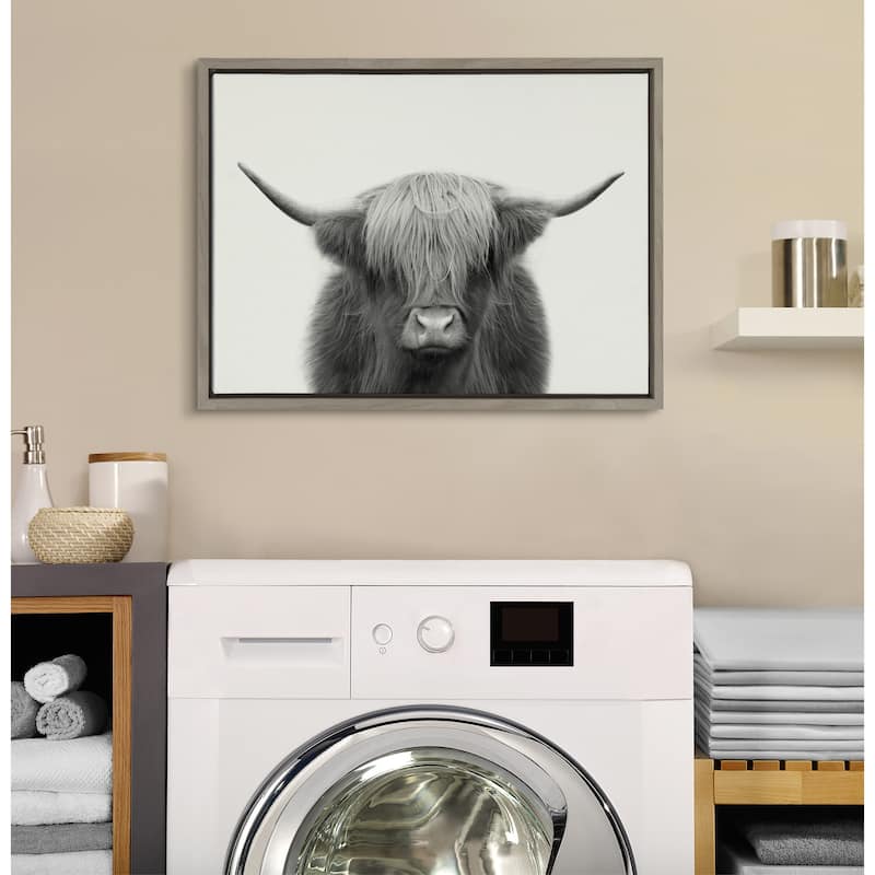Kate and Laurel Sylvie Cow Framed Canvas by The Creative Bunch Studio