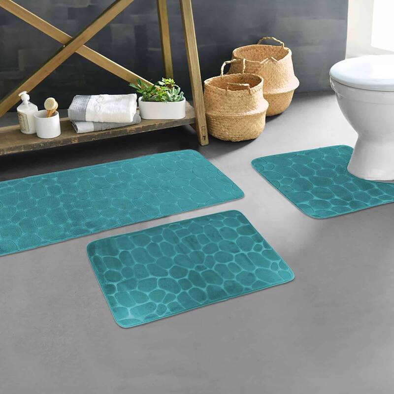 Memory Foam Bath Mat Pebble Design 32x20