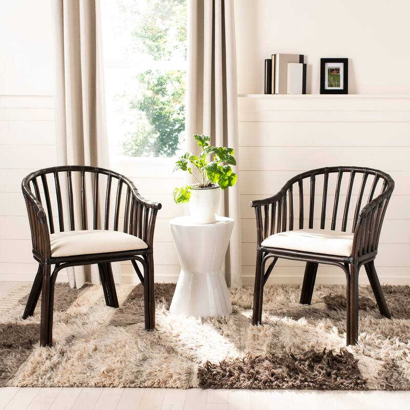 SAFAVIEH Besmira Black/ White Cushion Arm Chair - 24" x 23" x 31.5" - 24"Wx23"Dx32"H