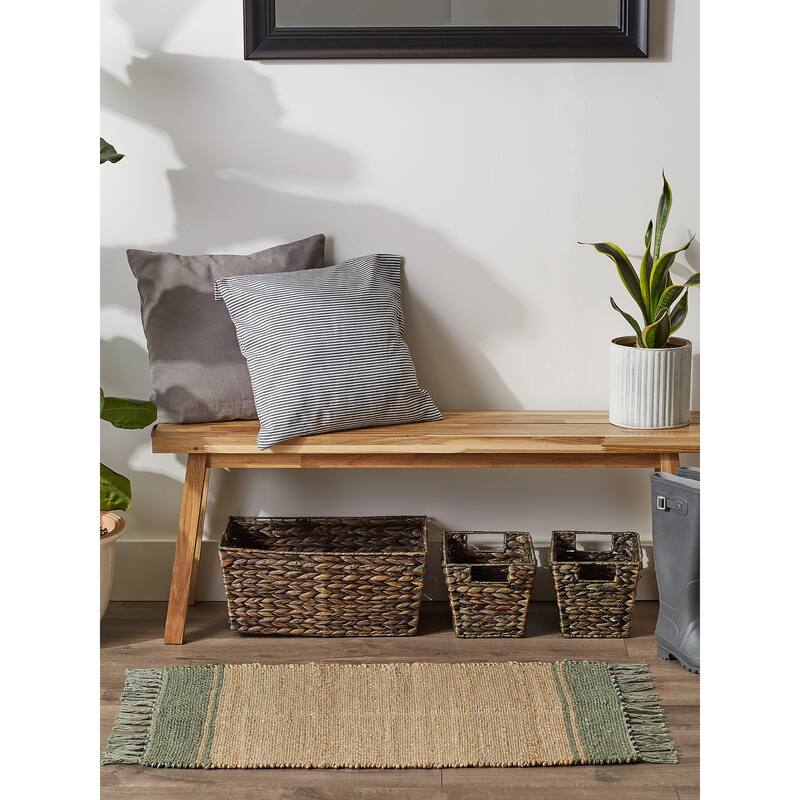 DII Black With Natural Jute Chevron Hand-Loomed Rug - 2' x 3' Oval