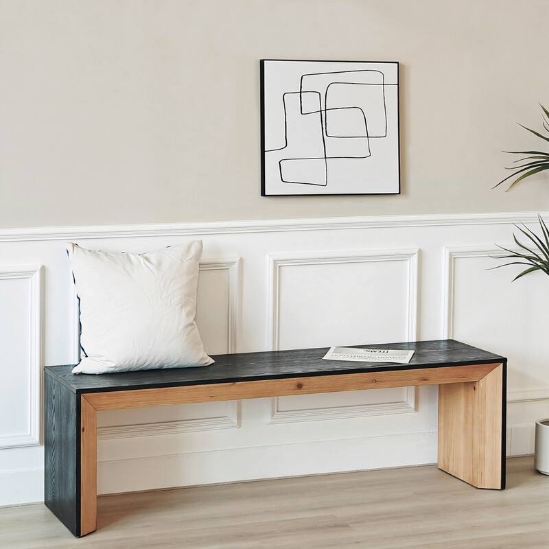 59in Modern Wood Bench - Rustic Design