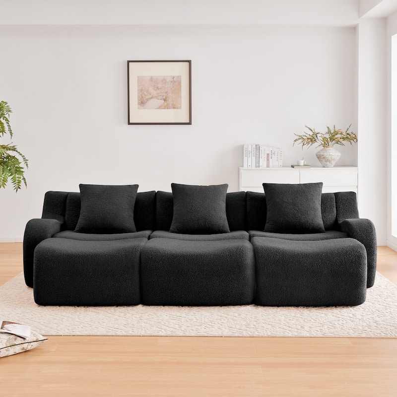 GDF Studio - Fairford 3-Seat Modular Sofa With Curved Armrests & Non-Slip Base