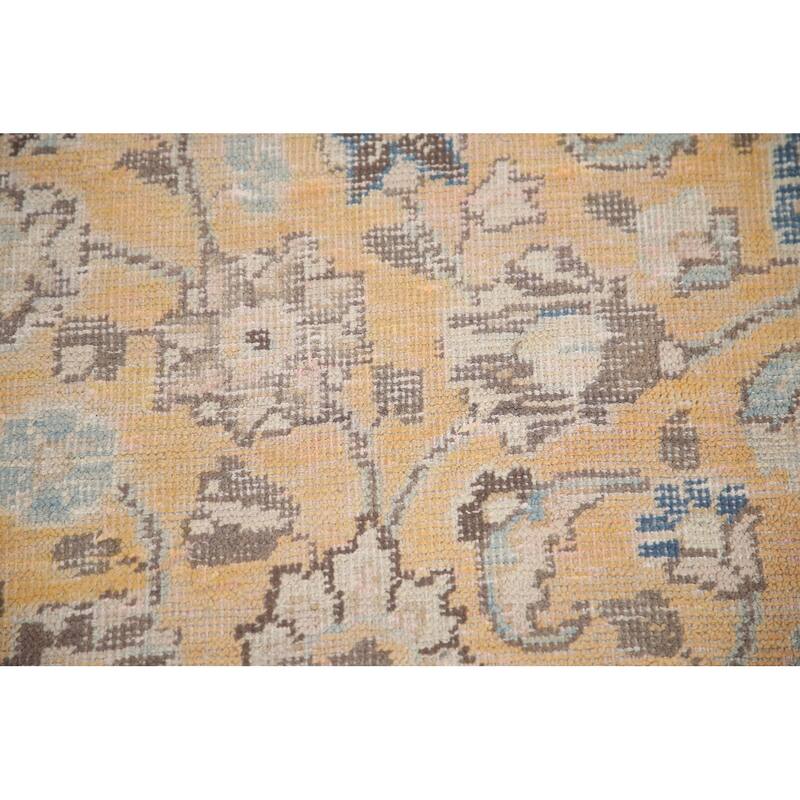 Hand Knotted Oriental 100% Wool Carpet Traditional Floral Yellow & Gold Mashad Area Rug - 12' 5'' X 9' 4''