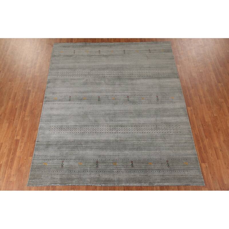 Gabbeh Indian Area Rug Hand-Knotted Wool Carpet - 8'3"x 9'10"