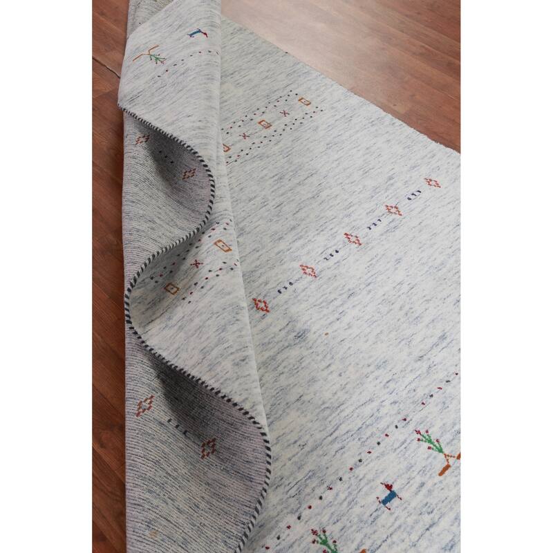 Hand Knotted Oriental 100% Wool Carpet Tribal Animal Pictorial Beige & Ivories Gabbeh Area Rug - 7' 11'' X 5' 2''