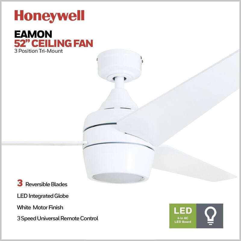 Honeywell Eamon White 52-inch LED Ceiling Fan with Remote Control
