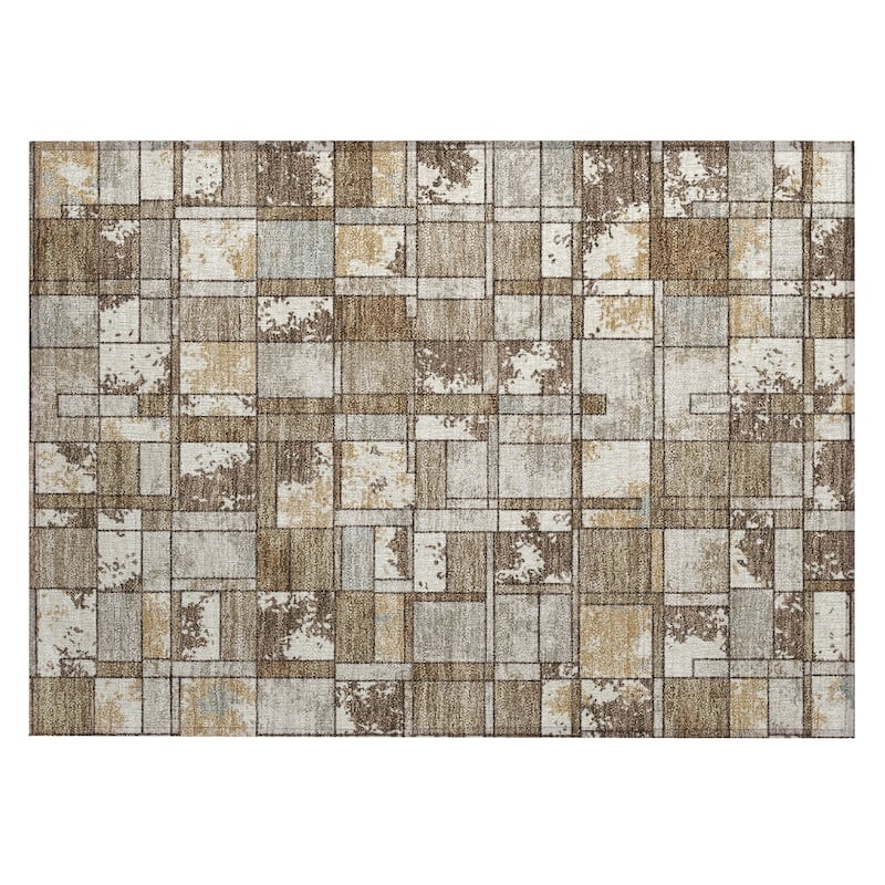 Machine Washable Indoor/ Outdoor Patchwork Chantille Rug