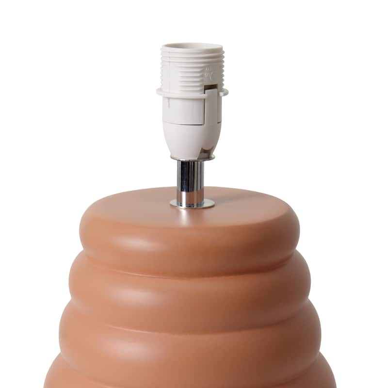 Stacked Ceramic Mini Table Lamp with Fabric Drum Shade Modern Sculptural Accent Lighting Compact Design