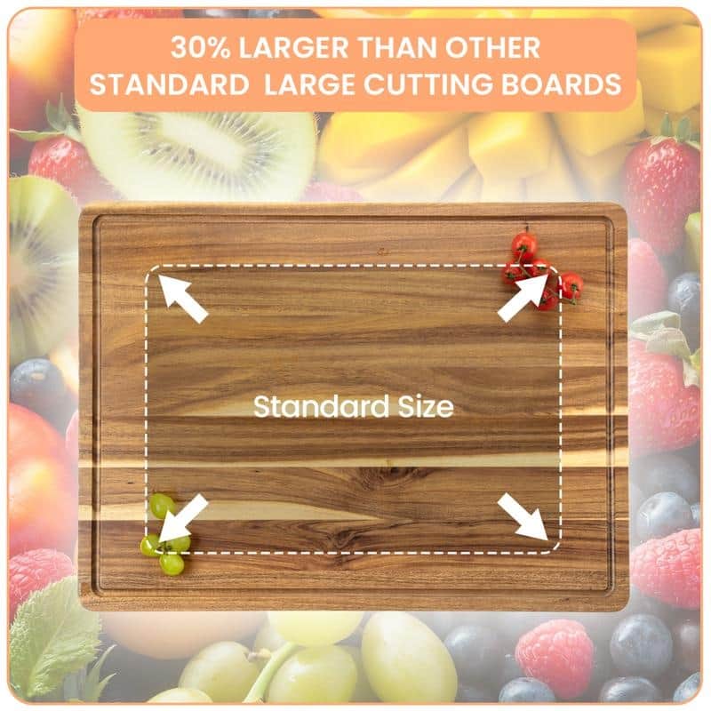 Large Wood Cutting Boards for Kitchen, Butcher Block Chopping Board w/ Juice Groove