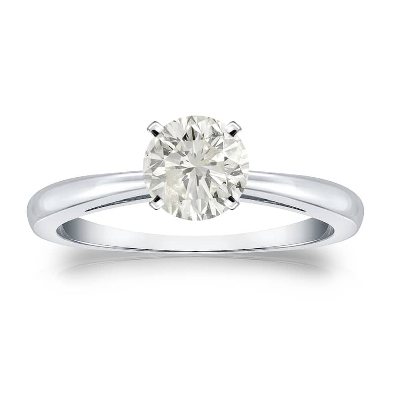 Auriya 14k Gold 3/4ctw Round Solitaire Diamond Engagement Ring - White - 4