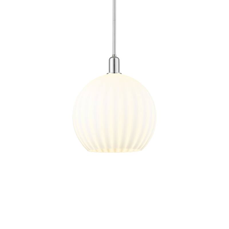 Innovations Lighting 716-1S-18-14 White Venetian Pendant White - Polished Chrome / White Venetian