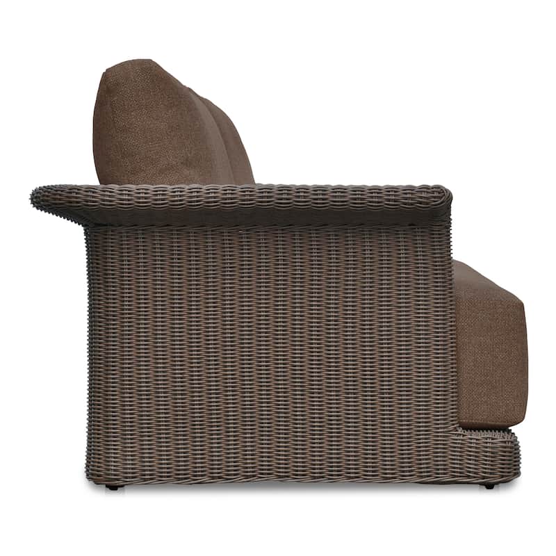 NADAAL STUDIOS Aralina Outdoor Sofa, Curved Windowpane Frame, 3-Seater, Brown Stripe Upholstery
