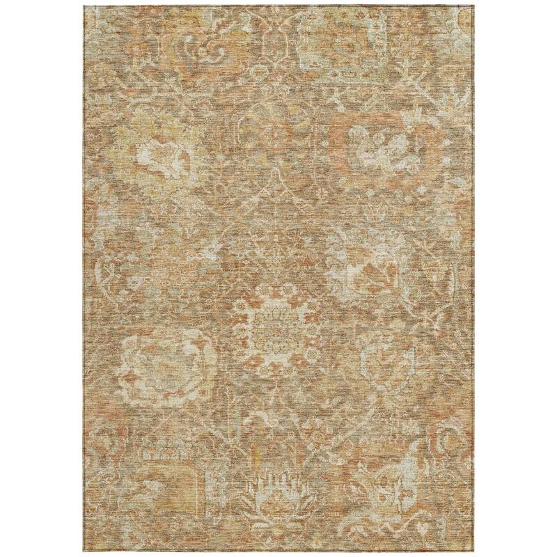 HomeRoots Damask Traditional Rectangle Outdoor Rug