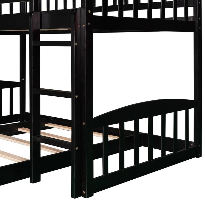 Merax House Bunk Bed with Slide, Twin Over Twin Bunk Bed with Slide