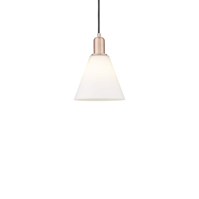 Innovations Lighting 716-1P-11-8 Berkshire Glass Pendant Berkshire - Antique Copper / Matte White