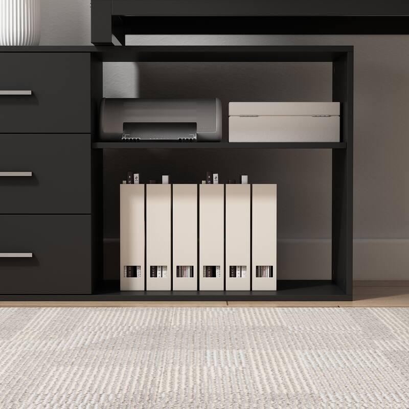 L-shaped executive desk With 3 Drawers for Home and Office