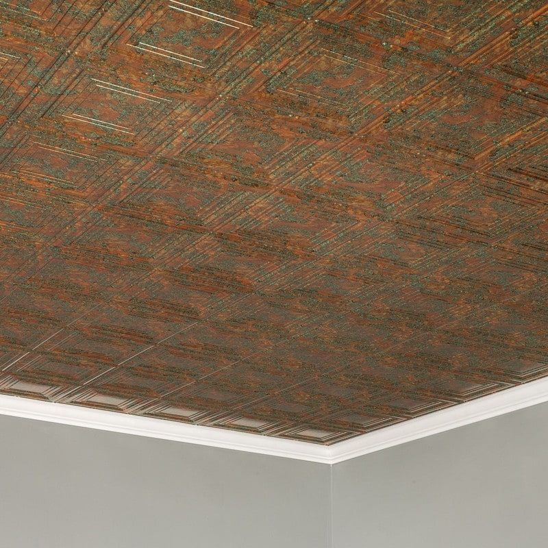 FASÄDE Portrait Decorative Vinyl 2ft x 4ft Glue Up Ceiling Panel in Copper Fantasy (5 Pack)