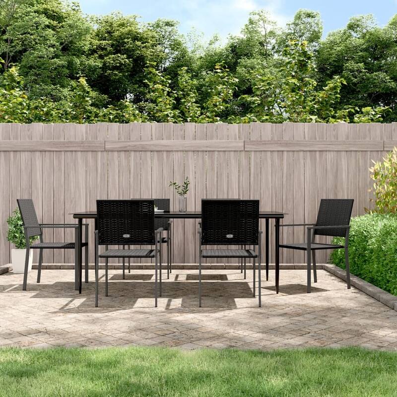 vidaXL 3/5/7/9 Piece Patio Dining Set with Cushions Poly Rattan and Steel