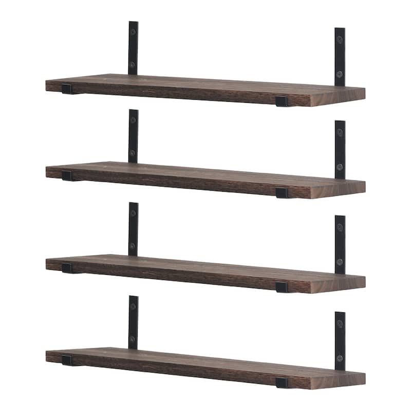 Wood Floating Shelves, Set of 4 Wall Mounted Shelves for Bathroom Bedroom Living Room, and Kitchen Wall Decor 15.7*5.9in