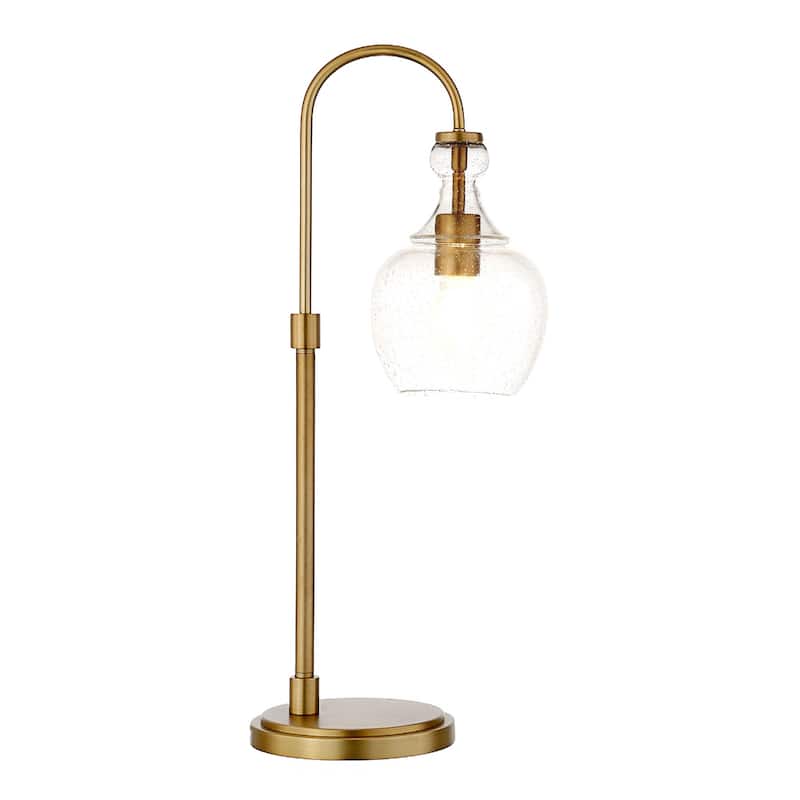 Metal Arched Table Lamp with Clear Glass Dome Shade and LED Bulb