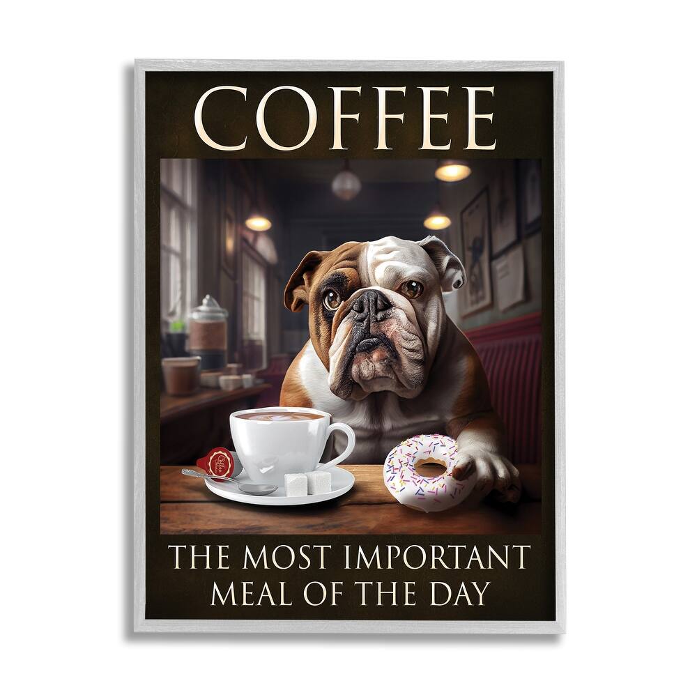 Stupell Coffee Important Meal Dog Framed Giclee Art Design by Karen Burke