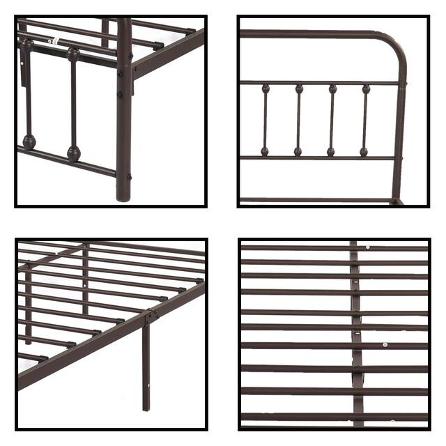 Alazyhome Simple Vintage Metal Platform Bed Frame, Easy-Assembly