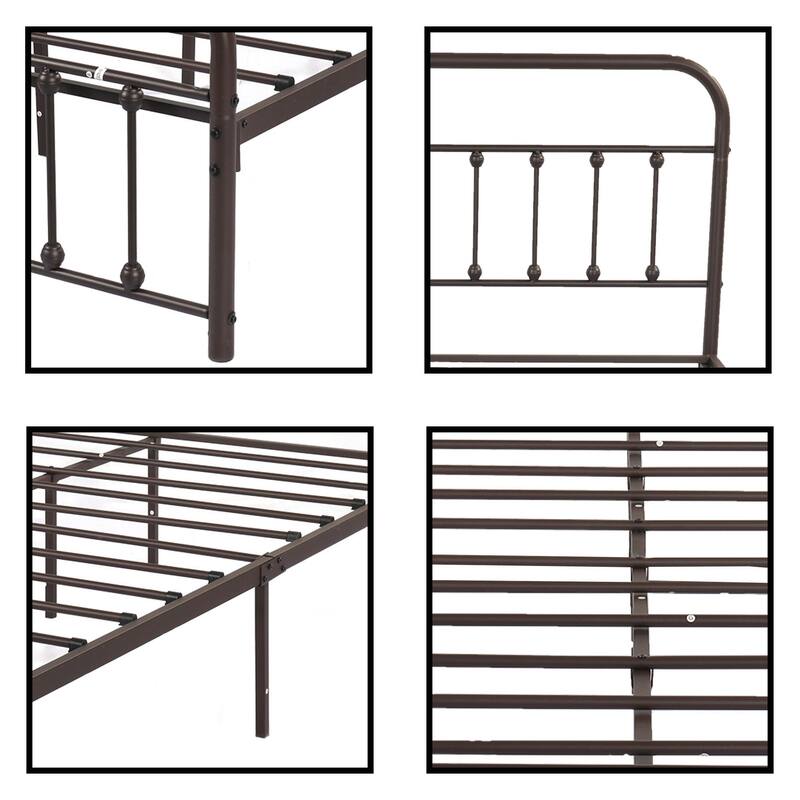 Alazyhome Simple Vintage Metal Platform Bed Frame, Easy-Assembly