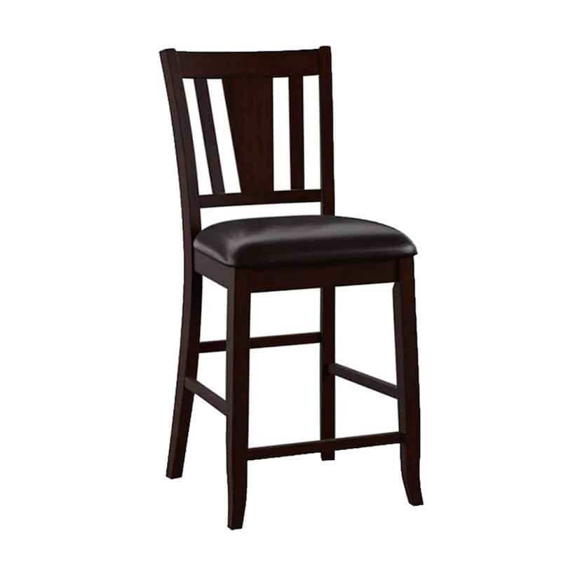 Demy 7pc Counter Height Table, Chairs Set, Brown Faux Leather, Wood