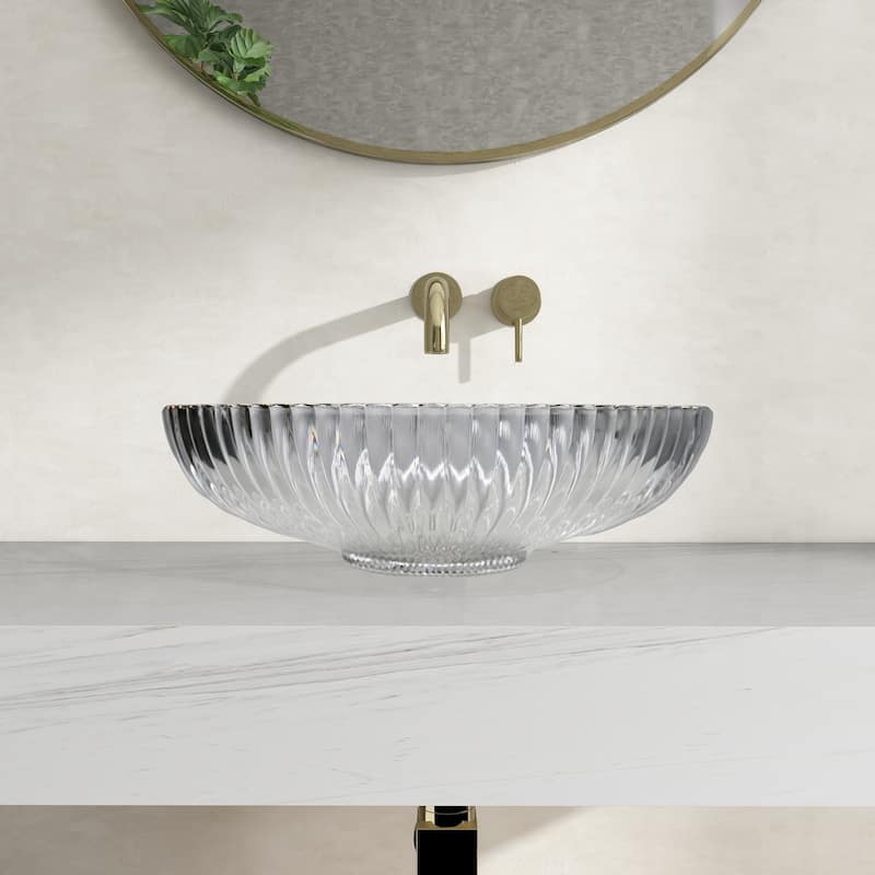 Lucine Oval Glass Crystal Bathroom Vessel Sink Basin - 21"