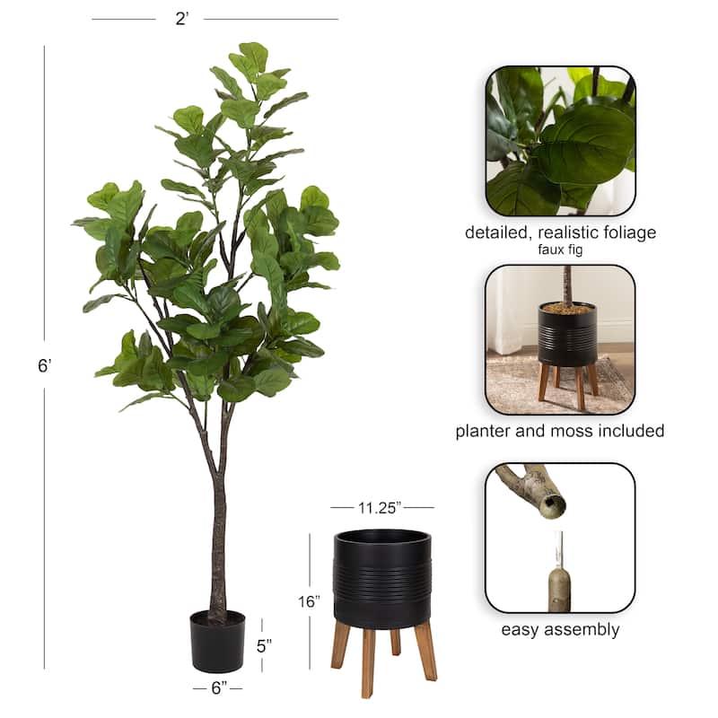 Kate and Laurel Fidmont Faux Fiddle Fig Tree