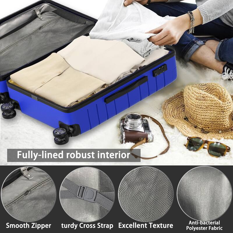 SUGIFT 3 Piece Luggage Sets Hard Shell Luggage Sets with Spinner Wheels TSA Lock, 20in/24in/28in