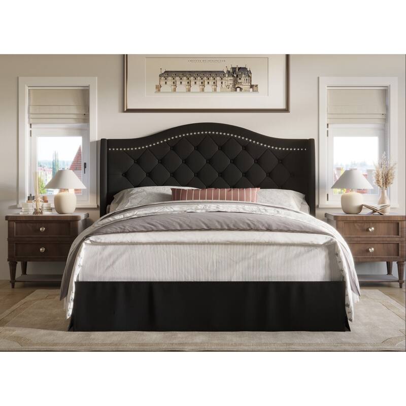 Eleanor Tufted Upholstered Platform Bed - Black - Queen
